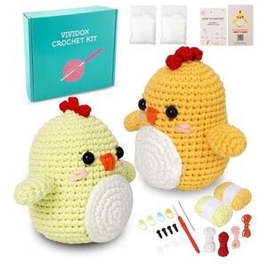 Vividox Crochet Kit with Yellow and Green Chickens